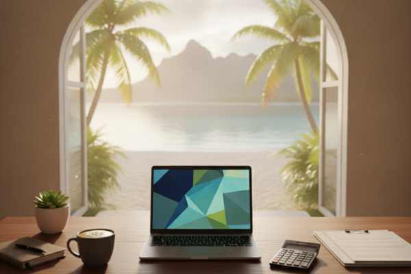 Bureau avec documents fiscaux dans une villa à Maurice, réforme Income Tax Act 2026